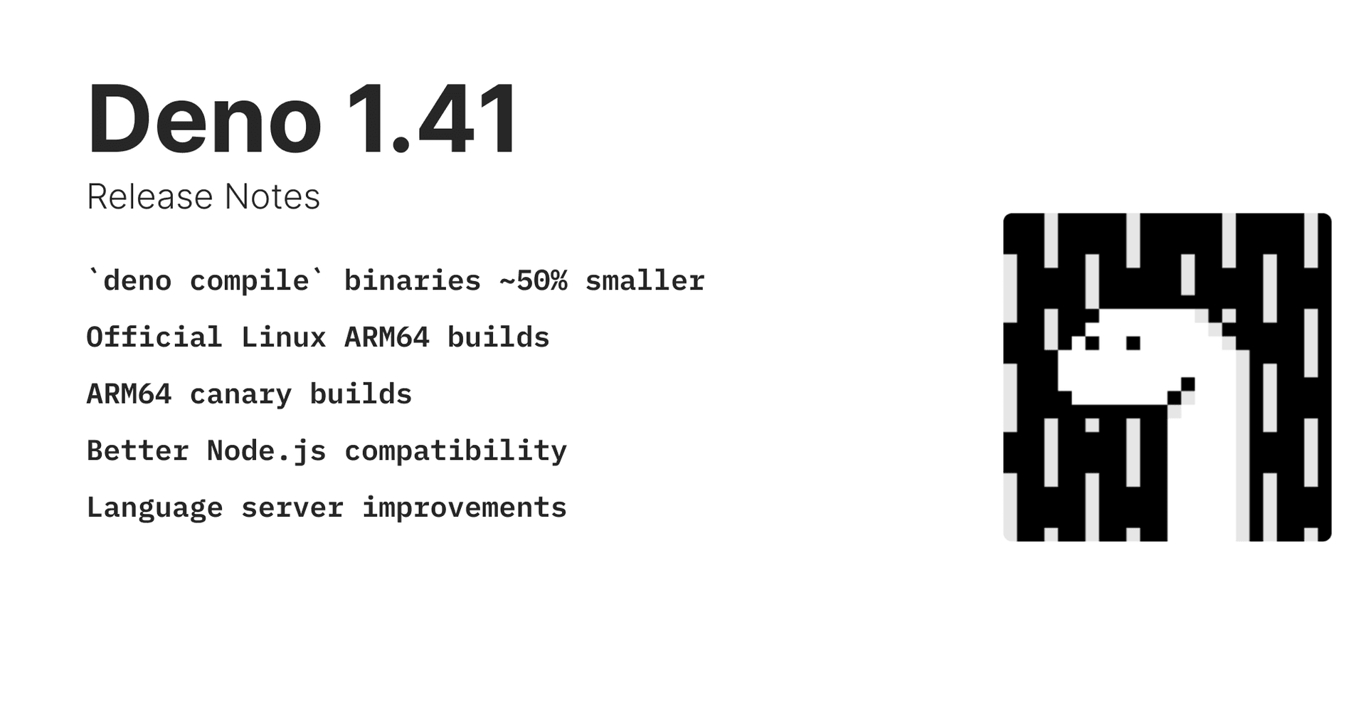 Deno 1.41: smaller deno compile binaries | Deno