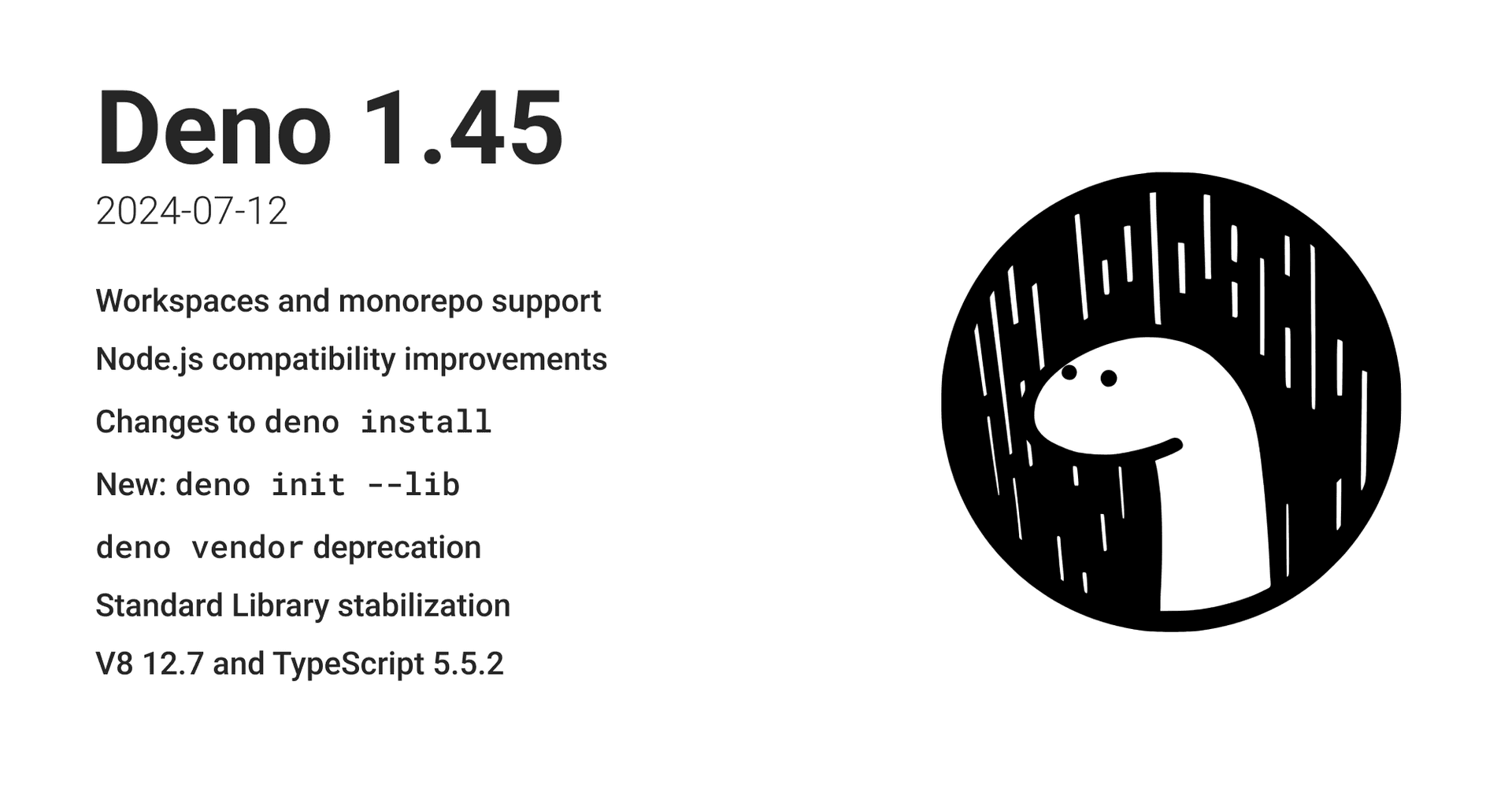 Deno 1.45: Workspace and Monorepo Support | Deno