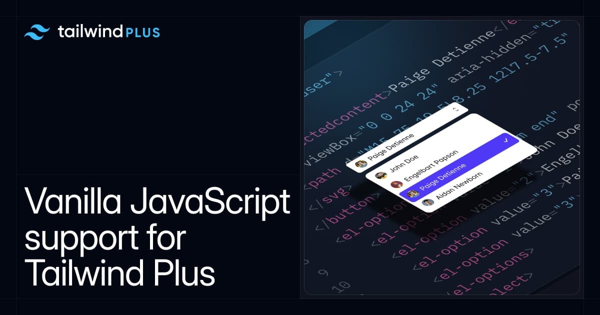Vanilla JavaScript support for Tailwind Plus