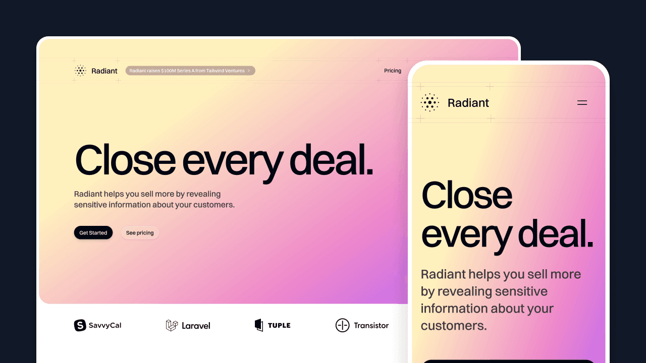 Radiant: A beautiful new marketing site template