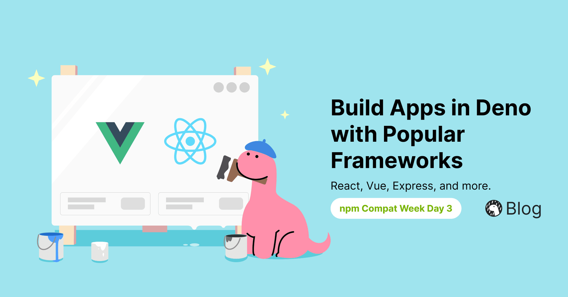 Build Apps in Deno with Frameworks such as React, Vue, Express, and more. | Deno